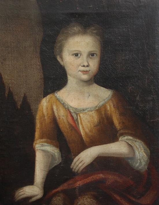 Mid 18th century English School Portrait of a child, 26 x 21in.